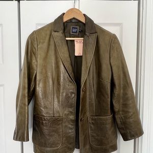 Vintage olive green leather jacket